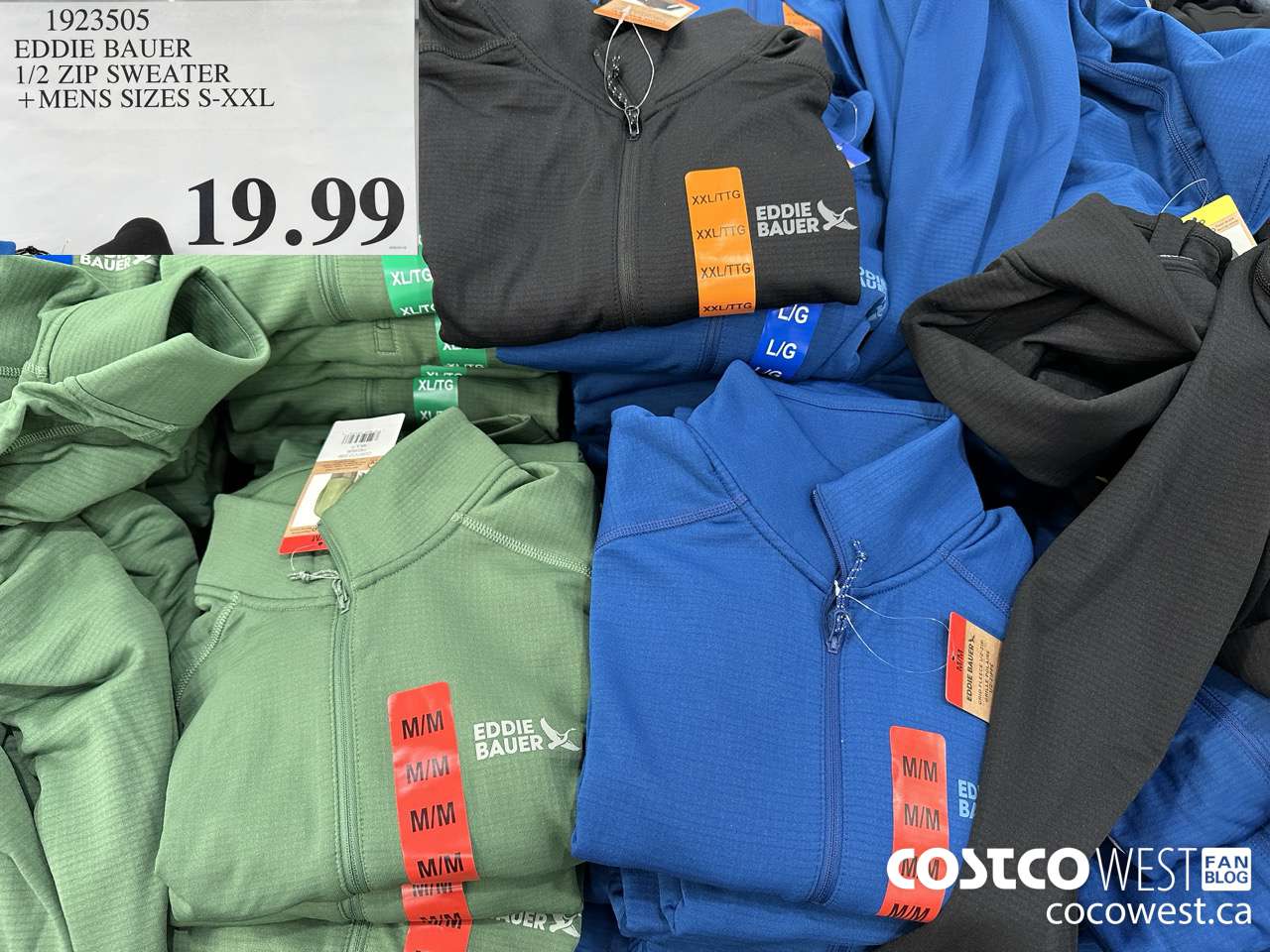 1934505 EDDIE BAUER 1/2 ZIP SWEATER MENS SIZES S-XXL $19.99