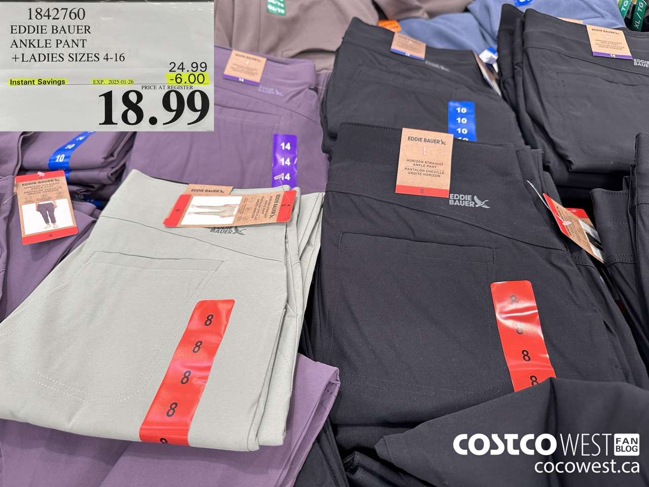 1842760 EDDIE BAUER ANKLE PANT LADIES SIZES 4-16 ($6.00 INSTANT SAVINGS EXPIRES ON 2025-01-26) $18.99