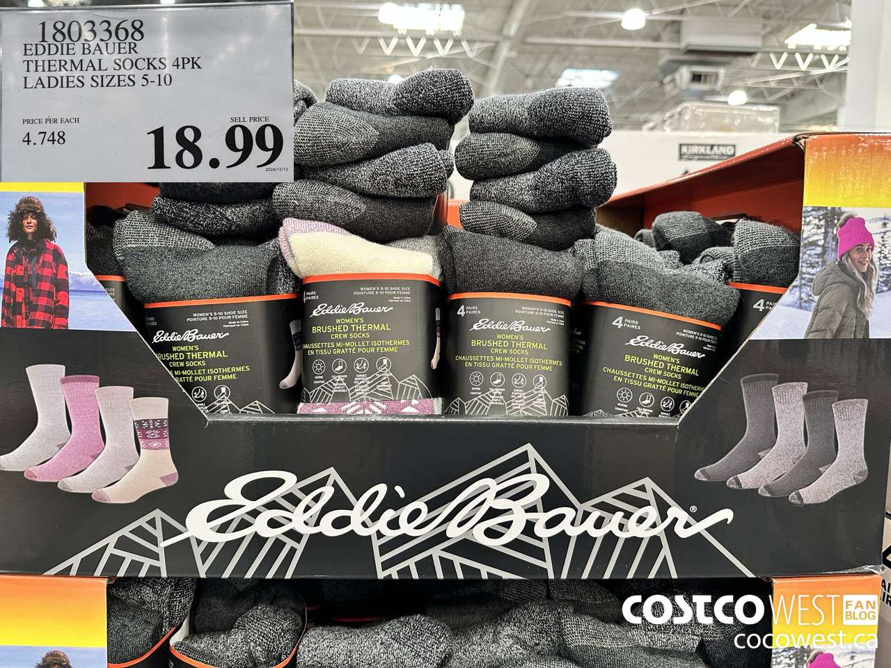 1803368 EDDIE BAUER THERMAL SOCKS 4PK LADIES SIZES 5-10 $18.99