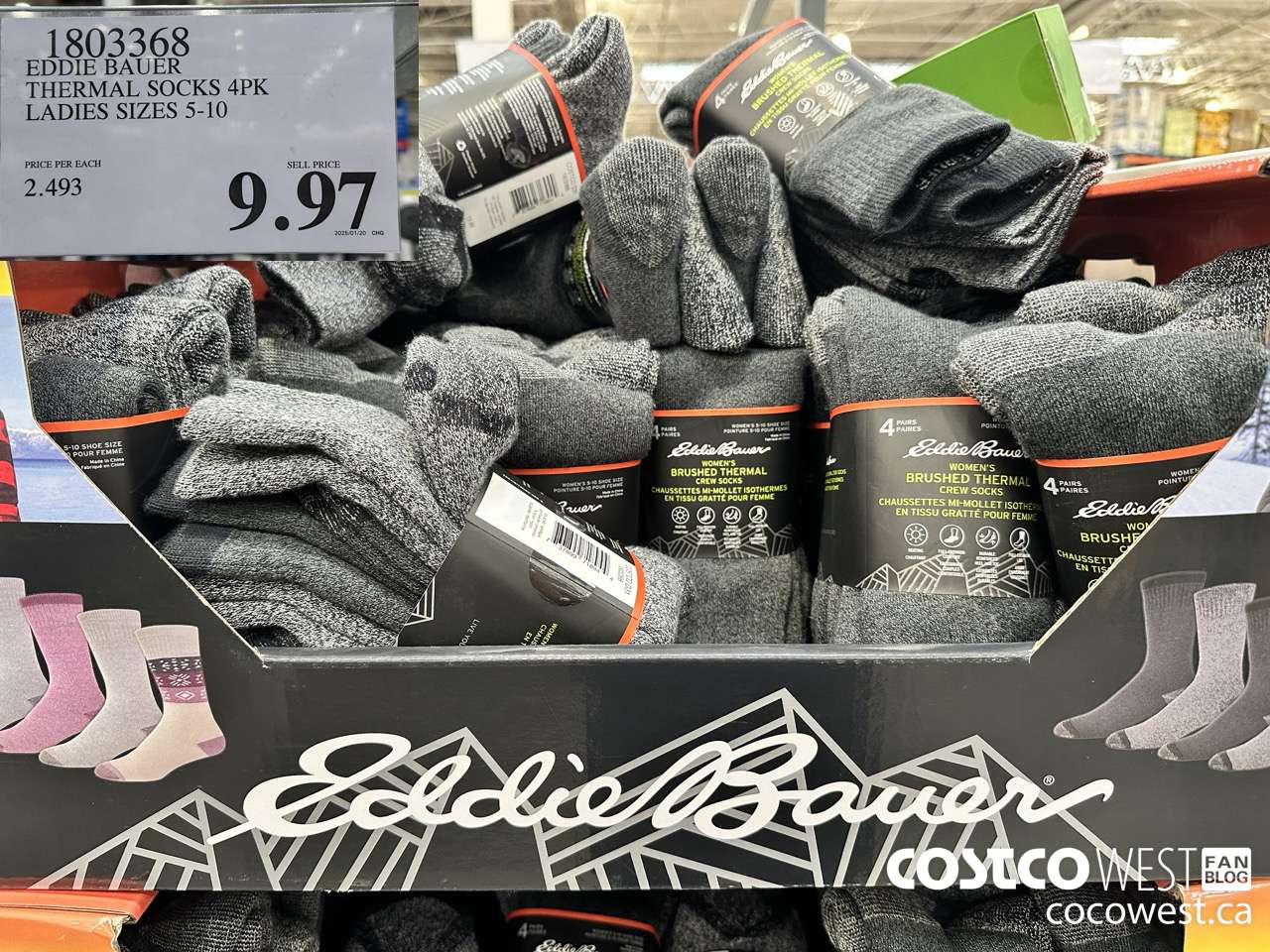 1803368 EDDIE BAUER THERMAL SOCKS 4PK LADIES SIZES 5-10 $9.97