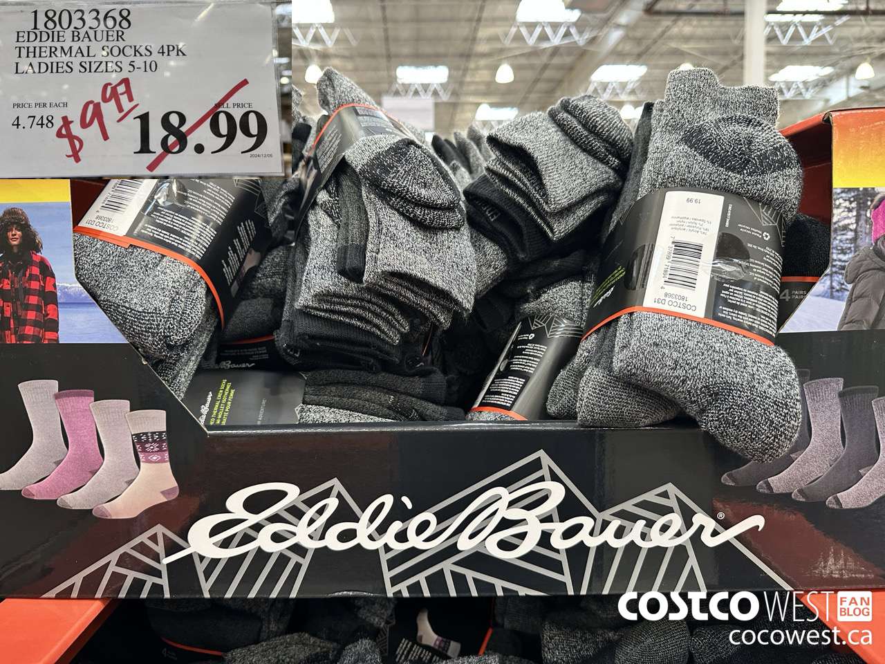 1803368 EDDIE BAUER THERMAL SOCKS 4PK LADIES SIZES 5-10 $9.97