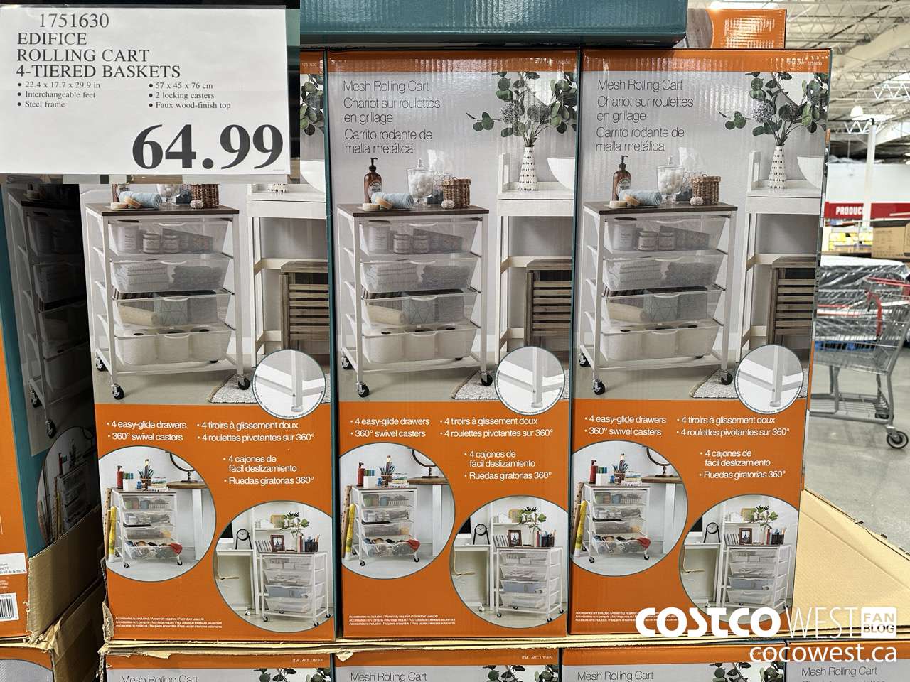 1751630 EDIFICE ROLLING CART 57cm x 45cm x 76cm $64.99