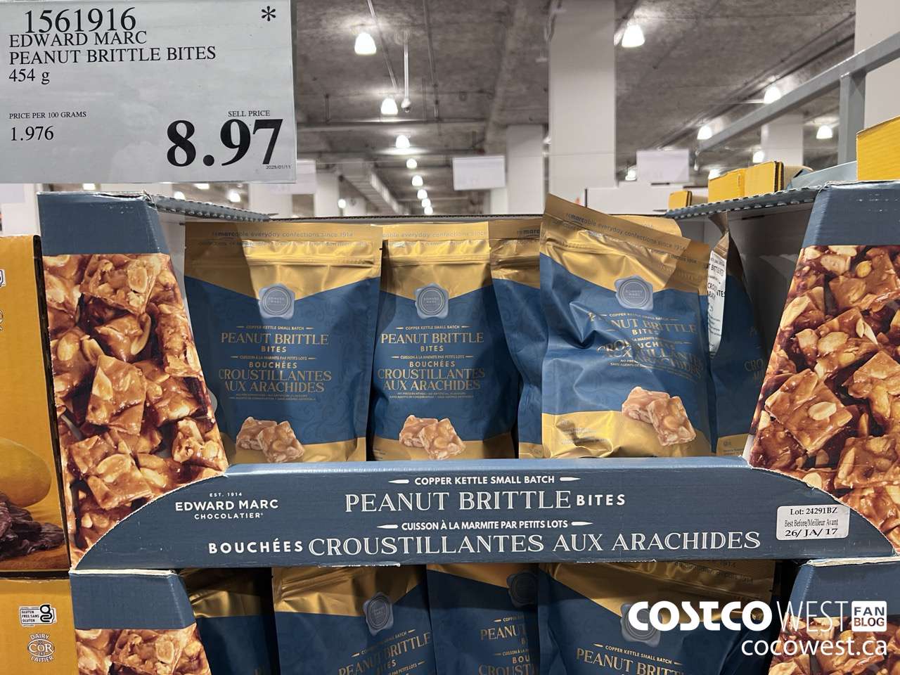 1561916 EDWARD MARC PEANUT BRITTLE BITES 16 OZ $8.97