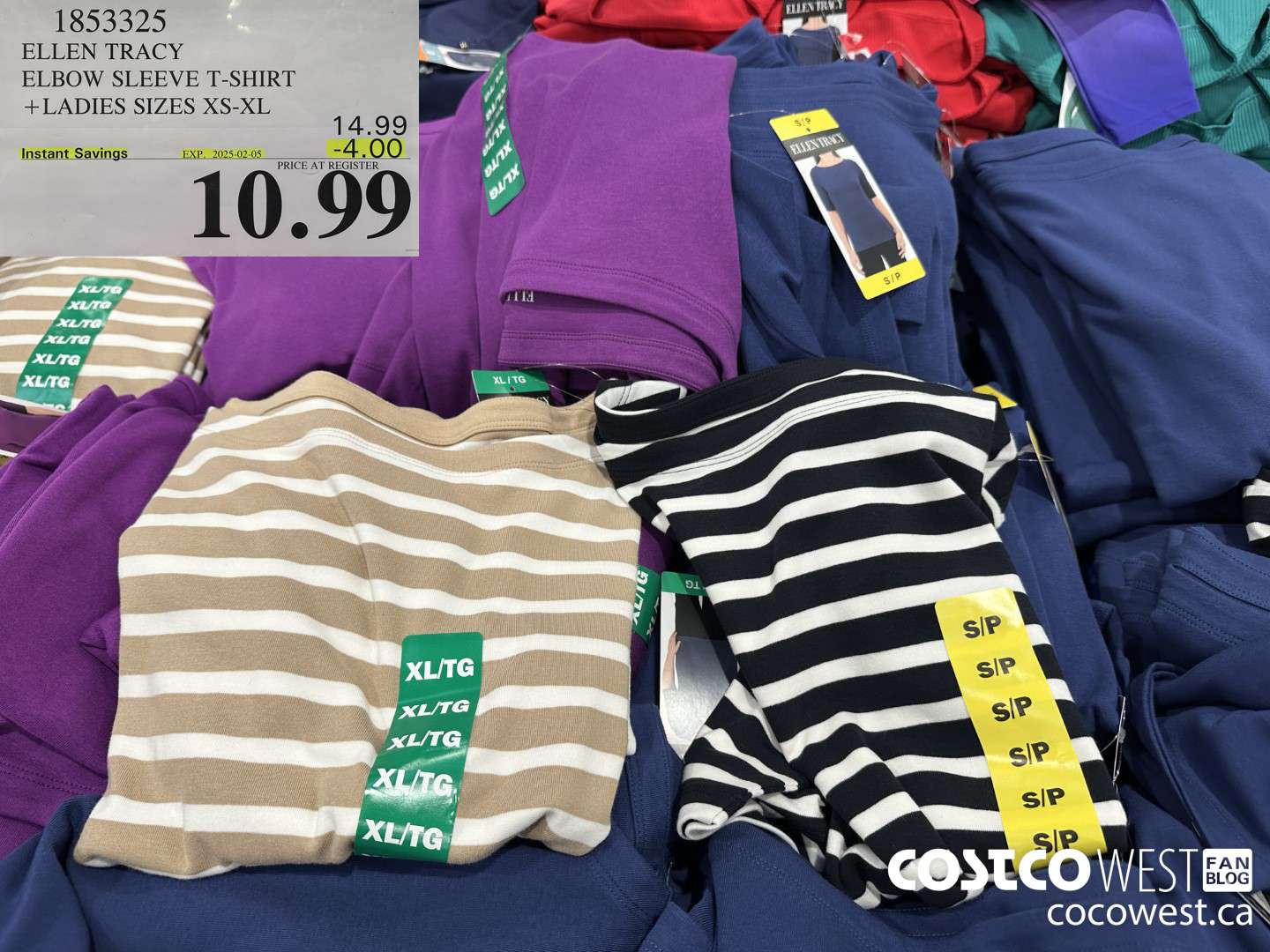 1853325 ELLEN TRACY ELBOW SLEEVE T-SHIRT LADIES SIZES XS-XL ($4.00 INSTANT SAVINGS EXPIRES ON 2025-02-05) $10.99