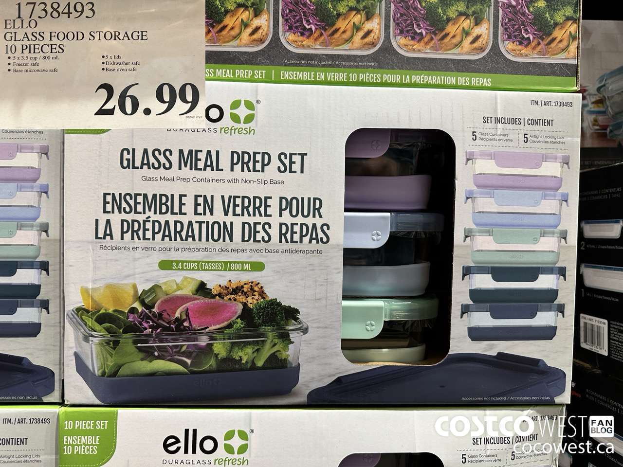 1738493 ELLO GLASS FOOD STORAGE 10 PIECES $26.99