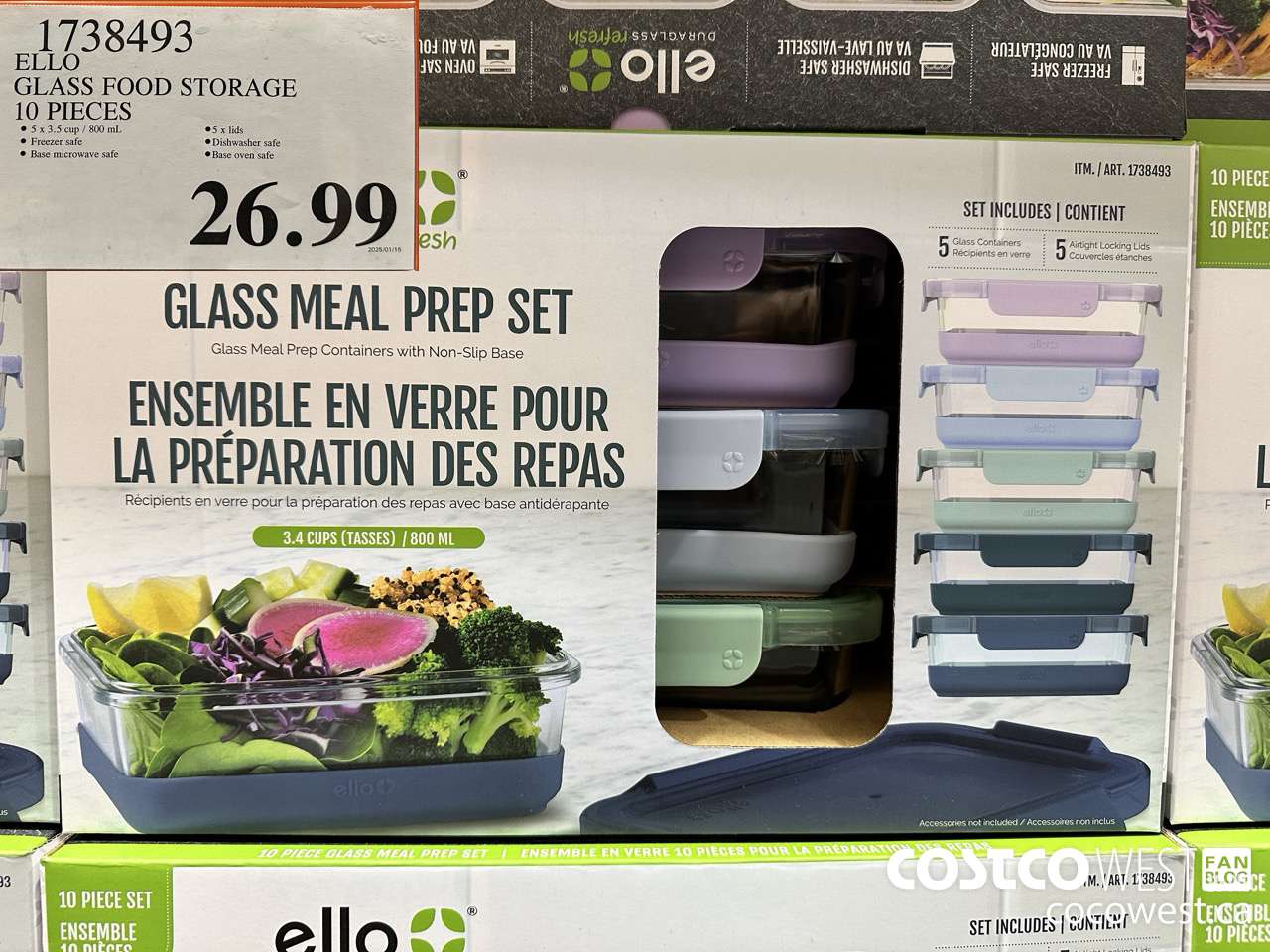 1738493 ELLO GLASS FOOD STORAGE 10 PIECES $26.99
