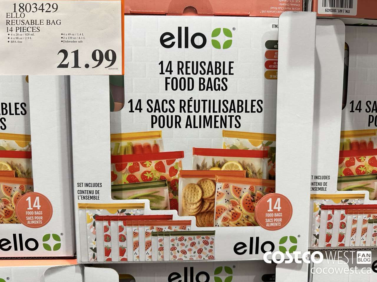 1803429 ELLO REUSABLE BAG 14 PIECES $21.99