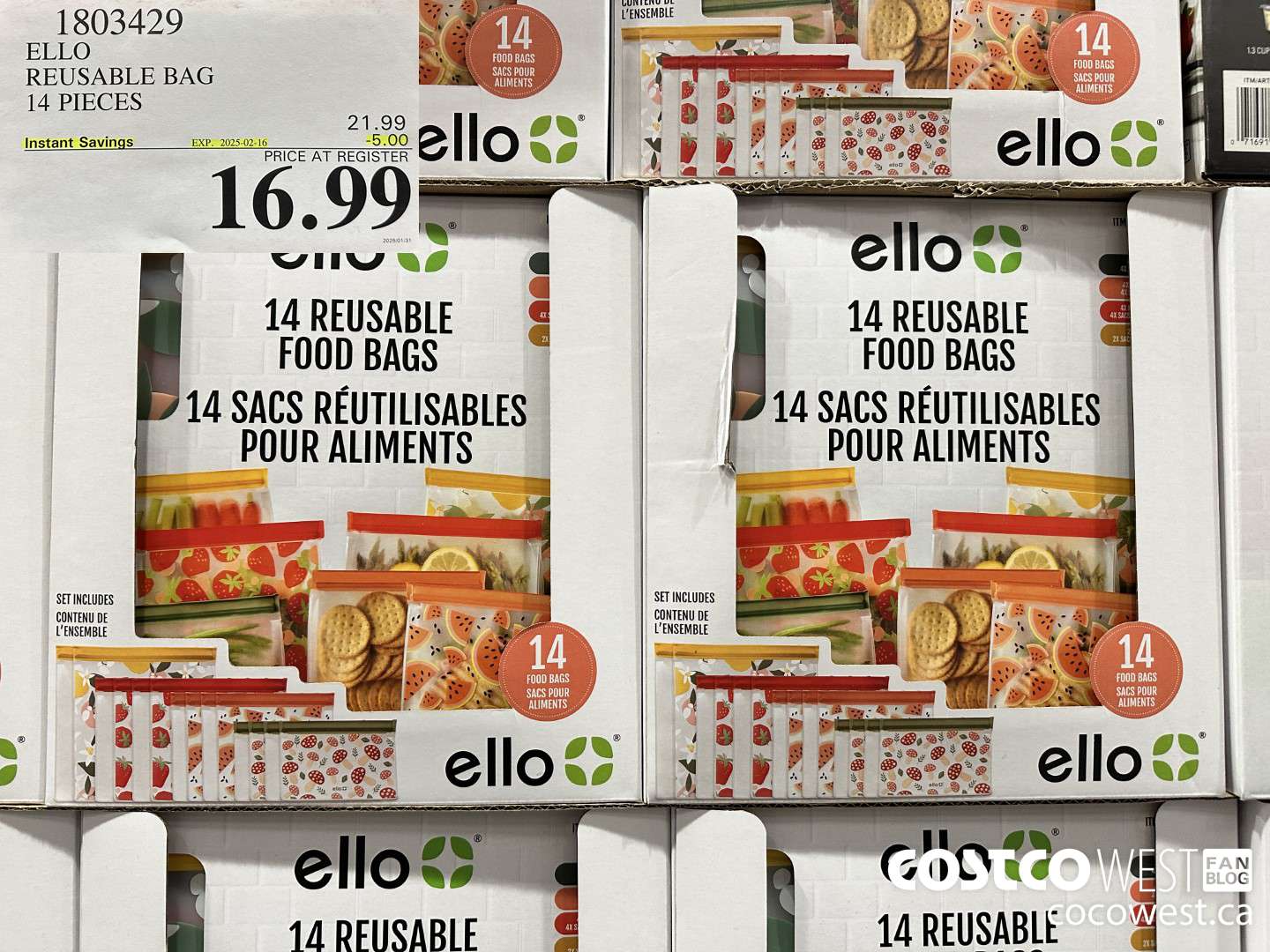 1803429 ELLO REUSABLE BAG 14 PIECES ($5.00 INSTANT SAVINGS EXPIRES ON 2025-02-16) $16.99