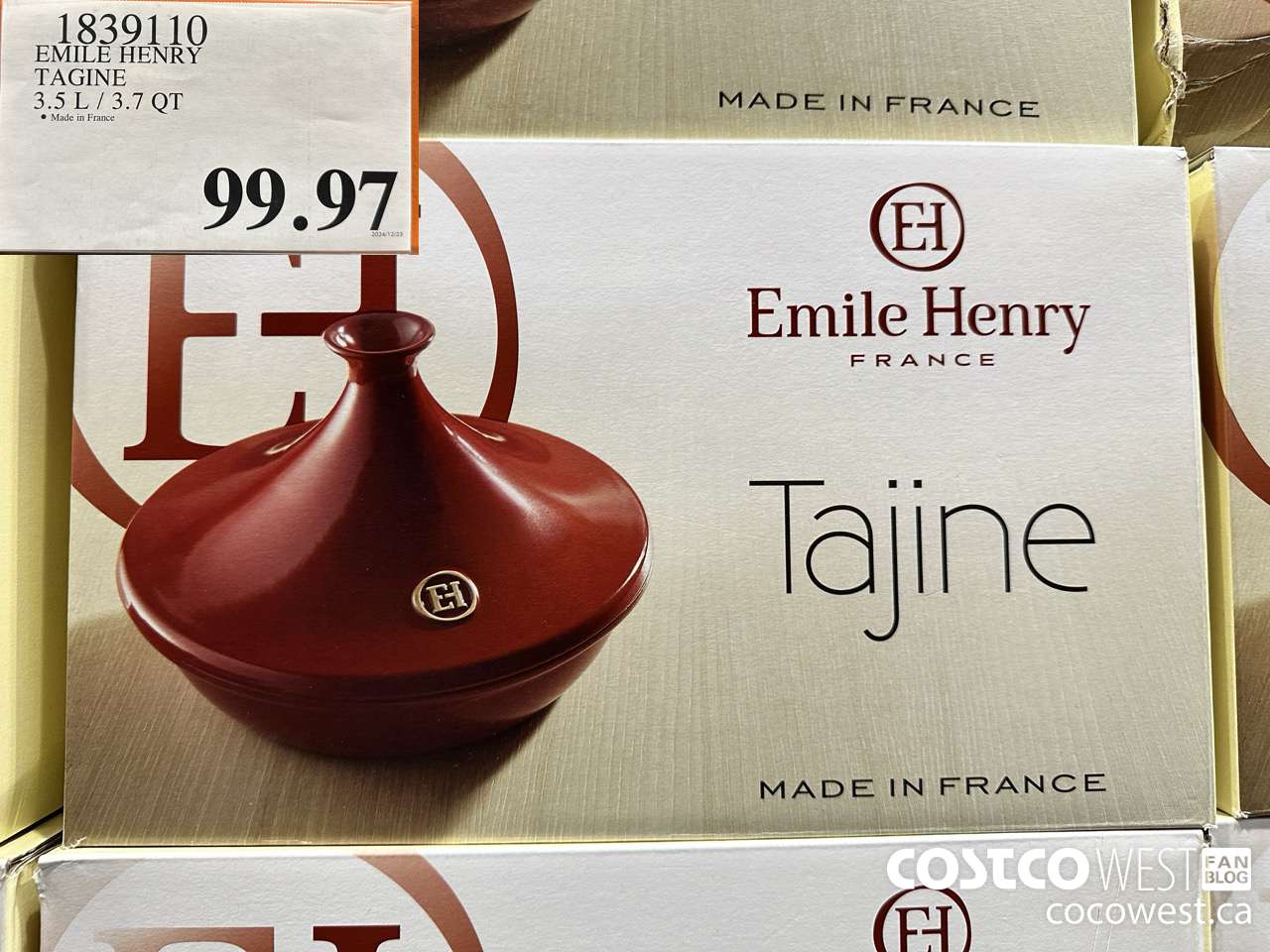 1839110 EMILE HENRY TAGINE 3.5L/3.7QT $99.97
