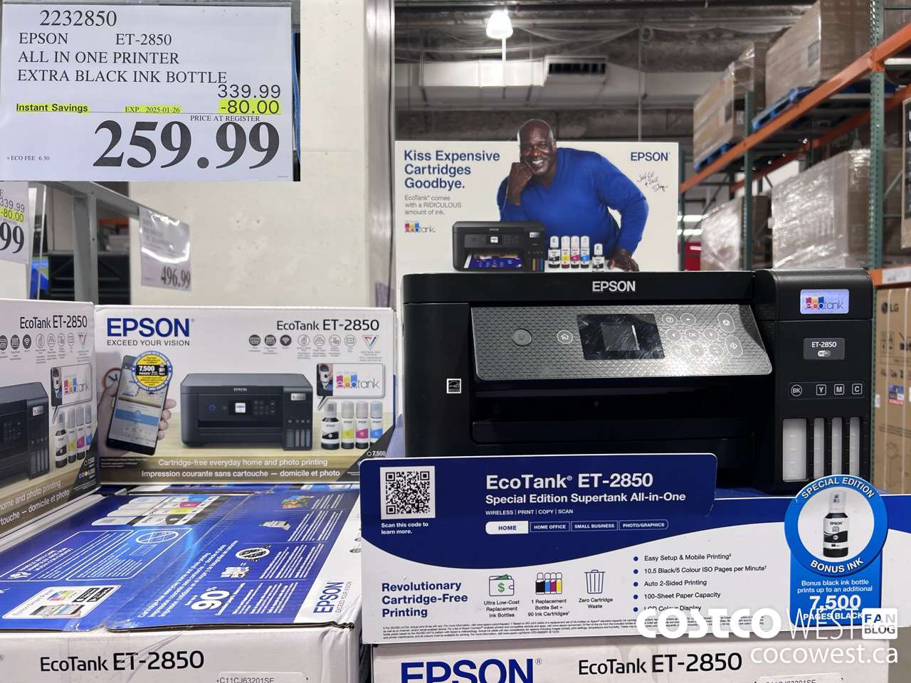2232850 EPSON ET-2850 ALL IN ONE PRINTER EXTRA BLACK INK BOTTLE ($80.00 INSTANT SAVINGS EXPIRES ON 2025-01-26) $259.99