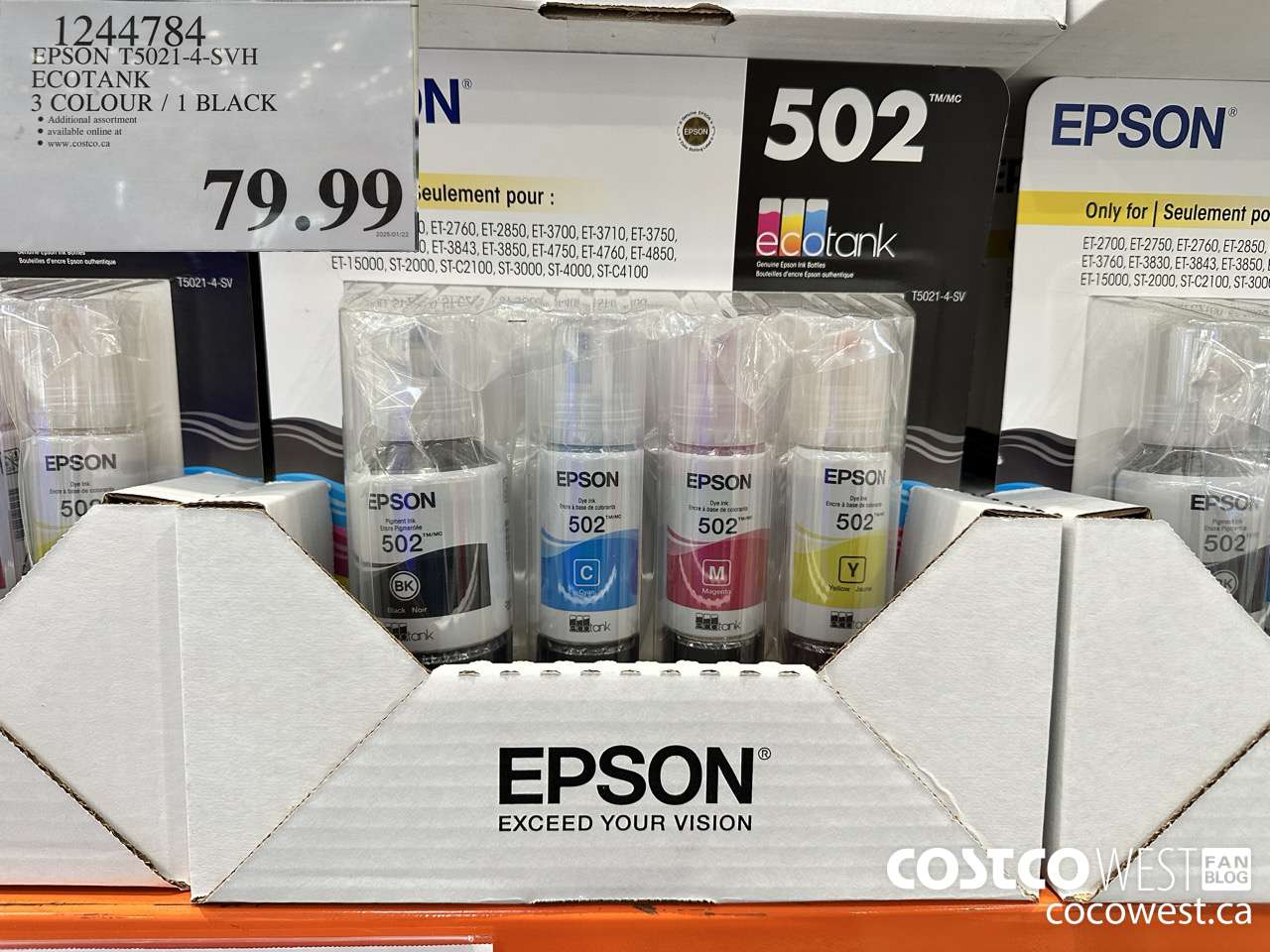 1244784 EPSON T5021-4-SVH ECOTANK 3 COLOUR, 1 BLACK $79.99