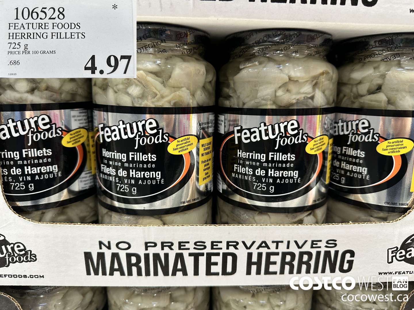106528 FEATURE FOODS HERRING FILLETS 725 g $4.97