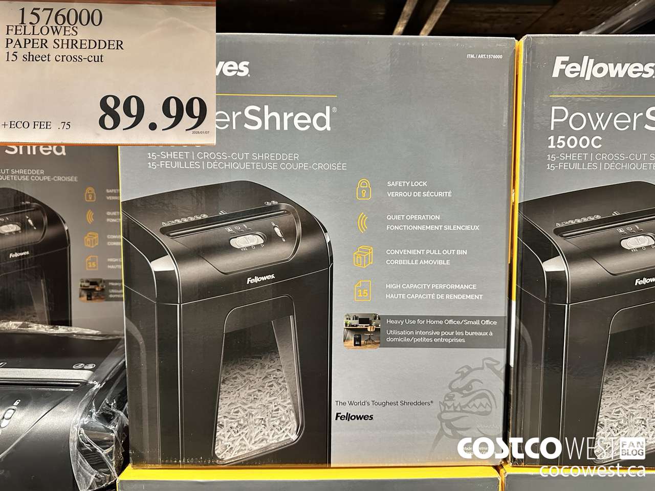 1576000 FELLOWES PAPER SHREDDER 15 SHEET CROSS-CUT $89.99