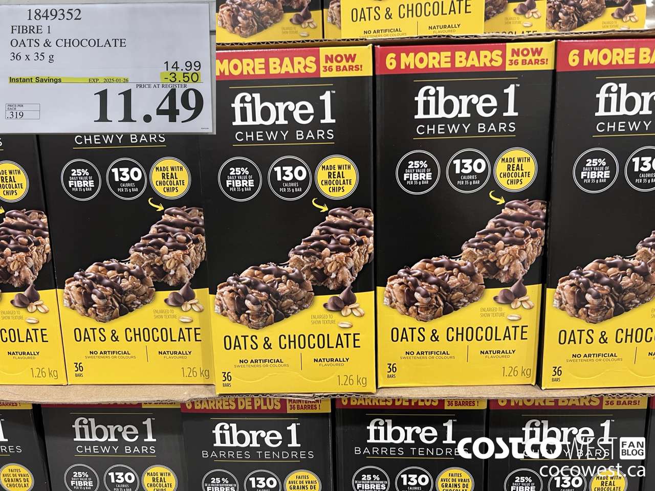 1849352 FIBRE 1 OATS & CHOCOLATE 36 X 35G ($3.50 INSTANT SAVINGS EXPIRES ON 2025-01-26) $11.49