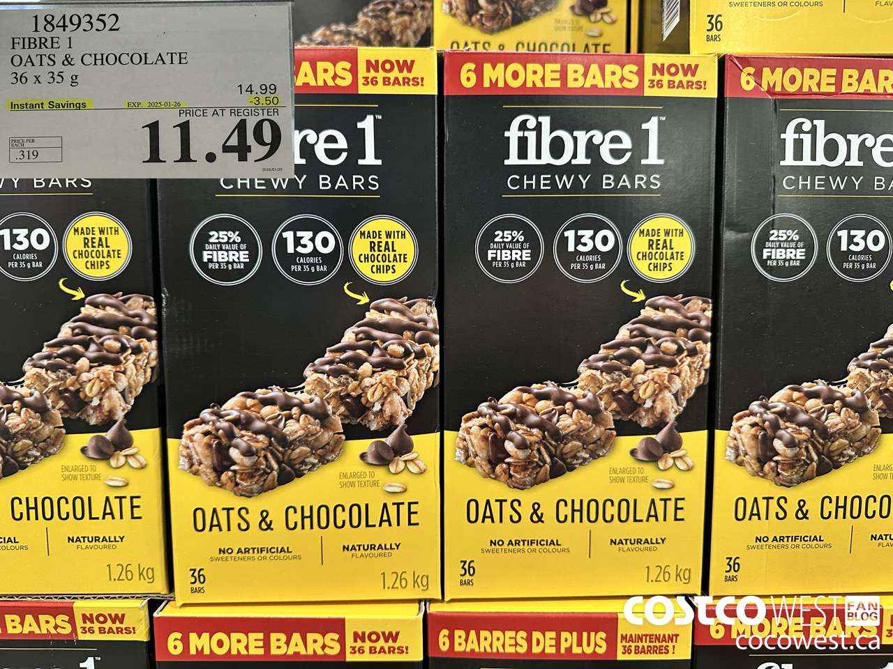 1849352 FIBRE 1 OATS & CHOCOLATE 36 X 35G ($3.50 INSTANT SAVINGS EXPIRES ON 2025-01-26) $11.49