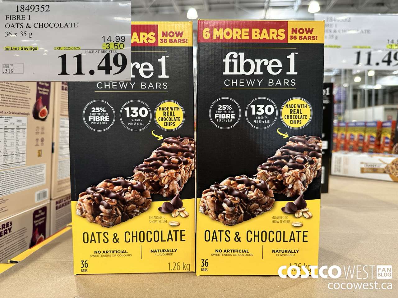 1849352 FIBRE 1 OATS & CHOCOLATE 36 X 35G ($3.50 INSTANT SAVINGS EXPIRES ON 2025-01-26) $11.49