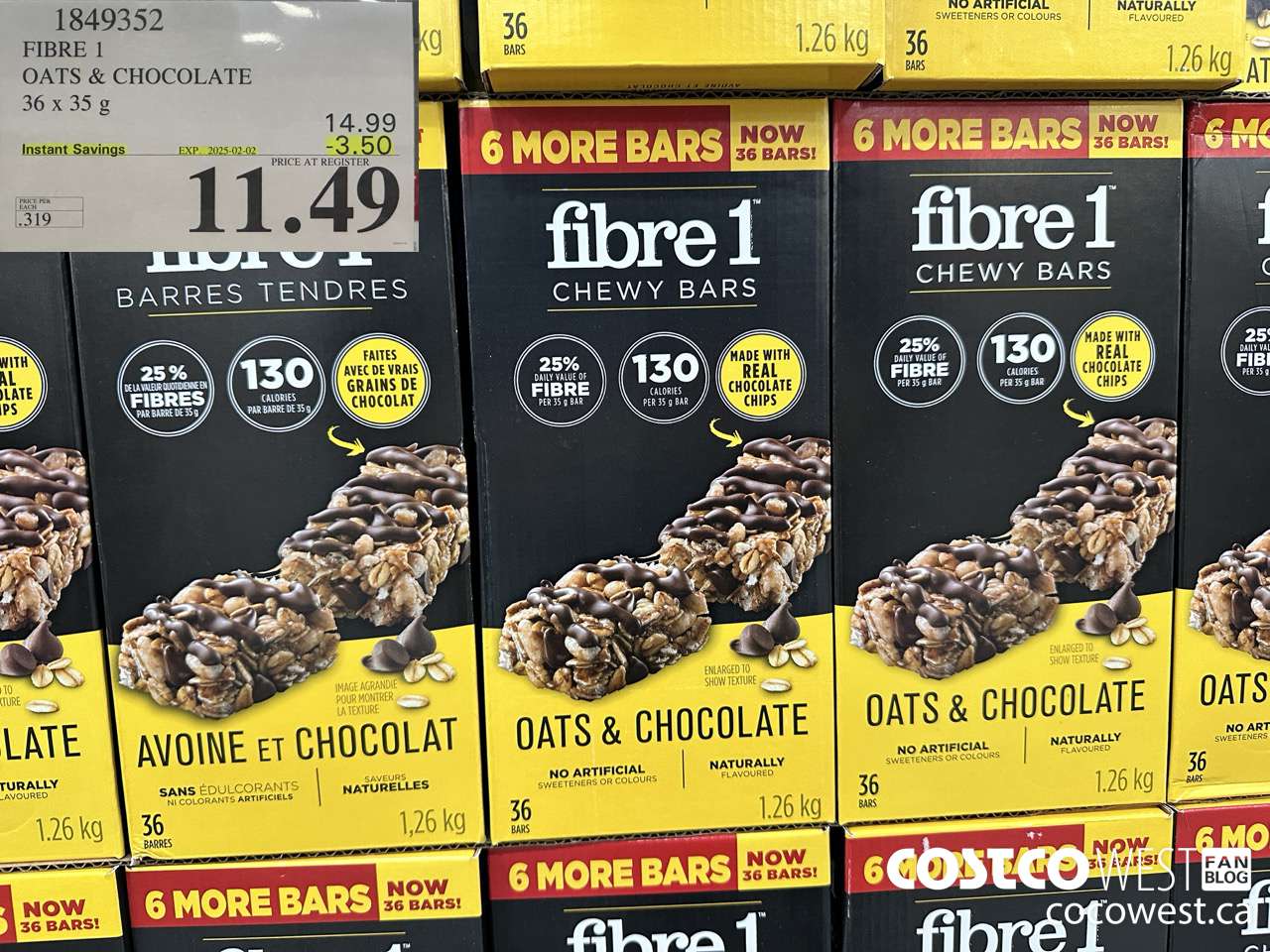1849352 FIBRE 1 OATS & CHOCOLATE 36 X 35G ($3.50 INSTANT SAVINGS EXPIRES ON 2025-01-26) $11.49
