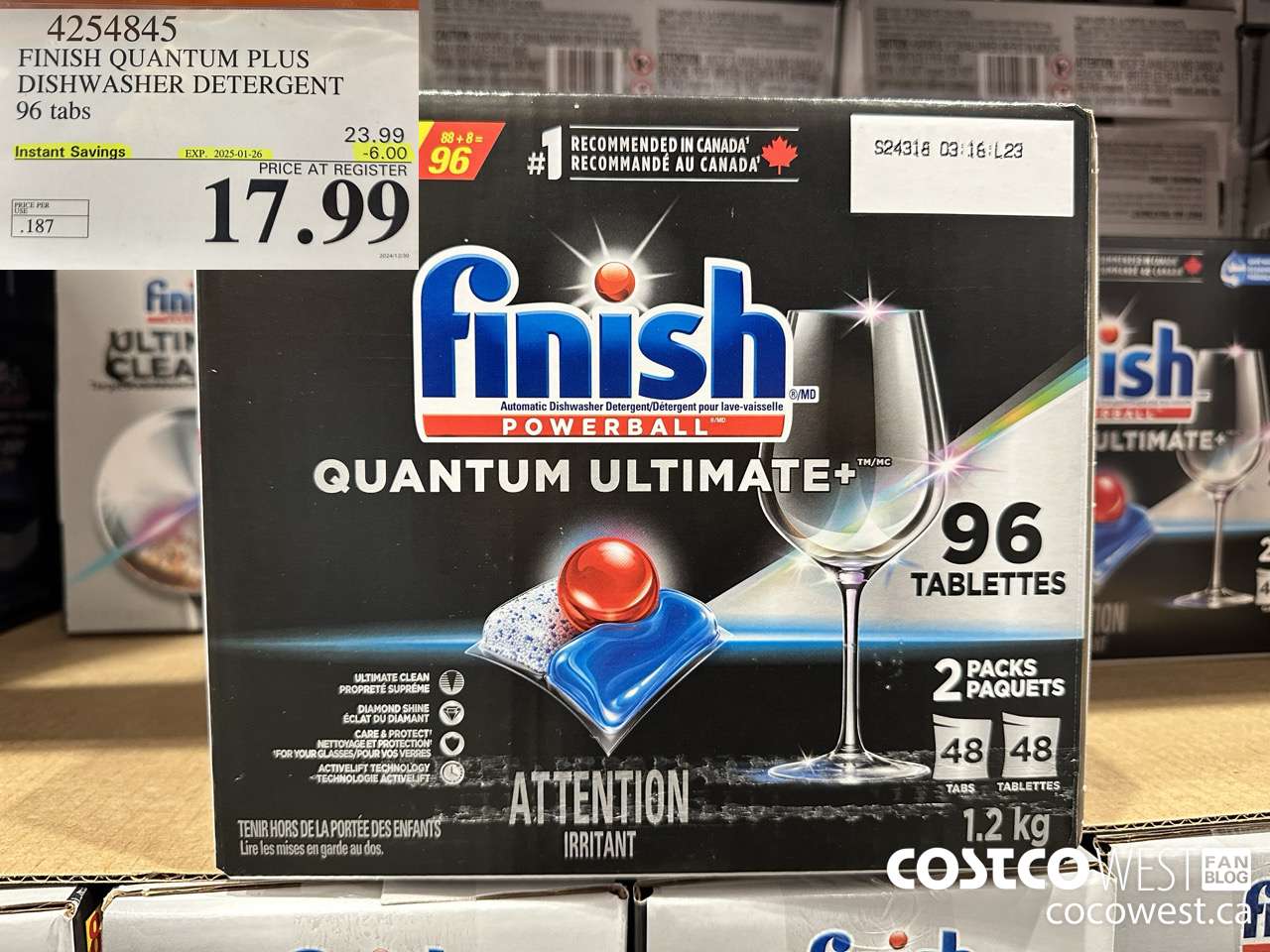 4254845 FINISH QUANTUM PLUS DISHWASHER DETERGENT 96 TABS ($6.00 INSTANT SAVINGS EXPIRES ON 2025-01-26) $17.99