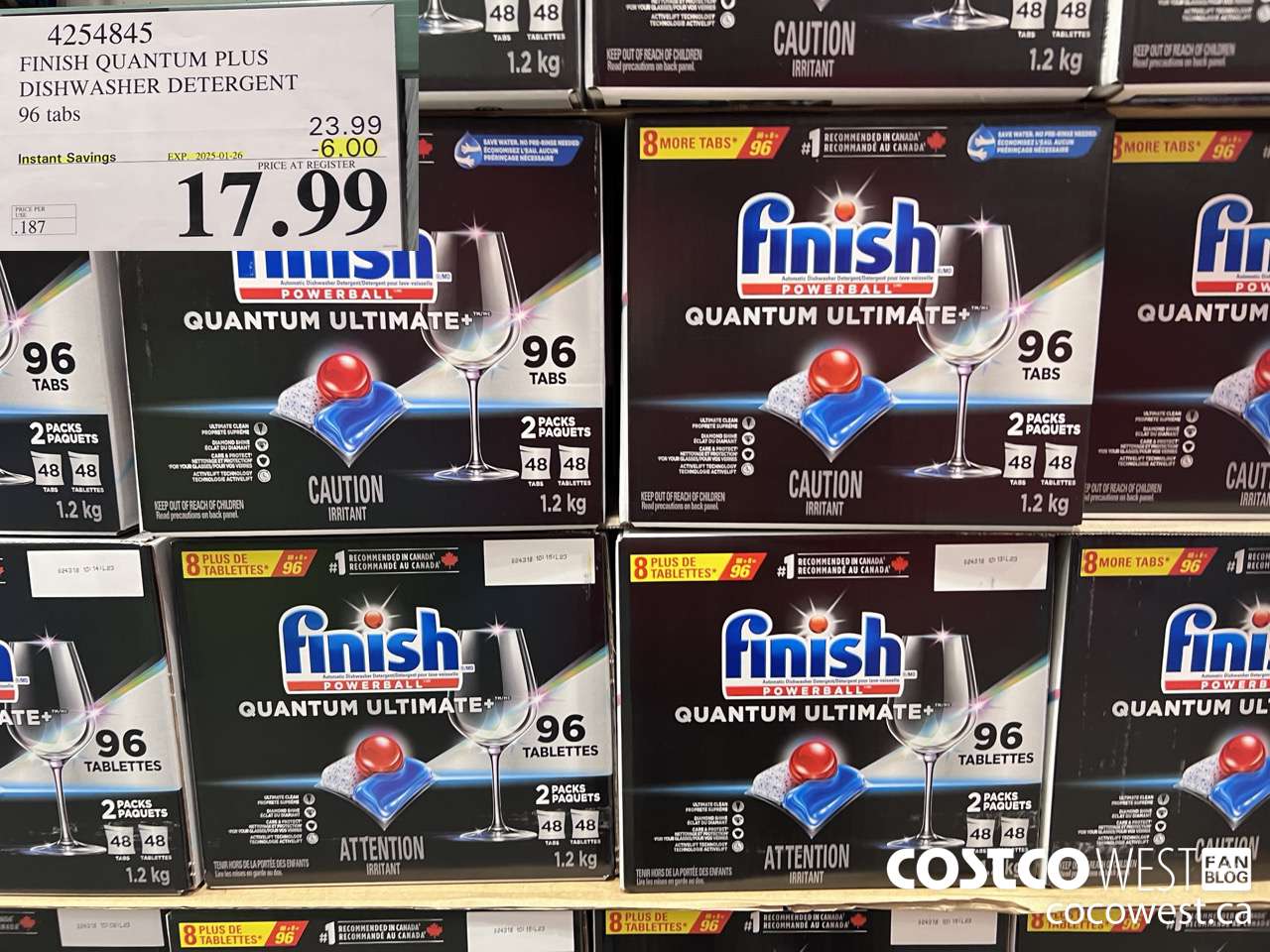 4254845 FINISH QUANTUM PLUS DISHWASHER DETERGENT 96 TABS ($6.00 INSTANT SAVINGS EXPIRES ON 2025-01-26) $17.99