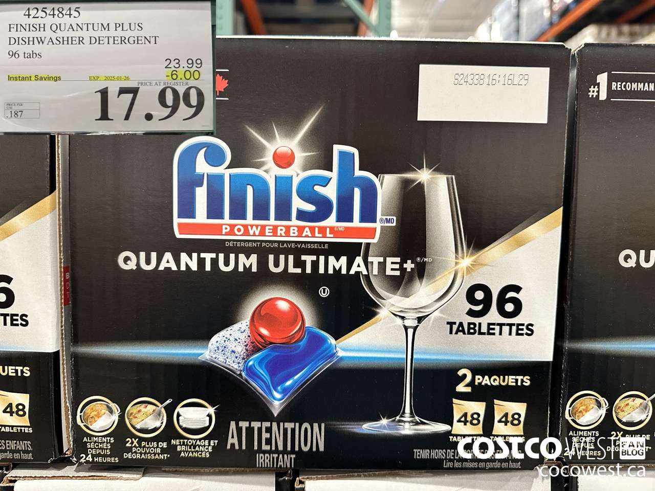 4254845 FINISH QUANTUM PLUS DISHWASHER DETERGENT 96 TABS ($6.00 INSTANT SAVINGS EXPIRES ON 2025-01-26) $17.99