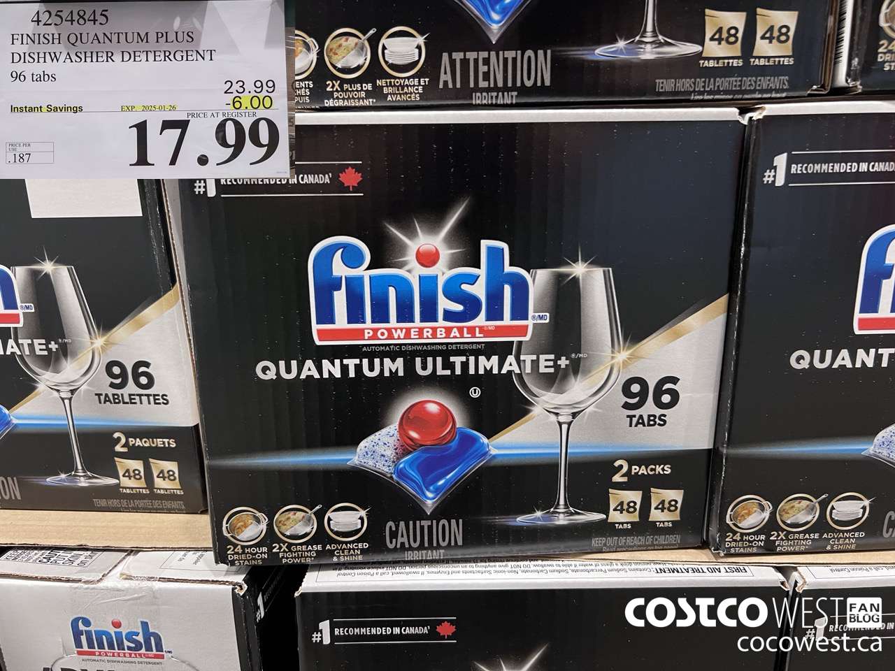 4254845 FINISH QUANTUM PLUS DISHWASHER DETERGENT 96 TABS ($6.00 INSTANT SAVINGS EXPIRES ON 2025-01-26) $17.99
