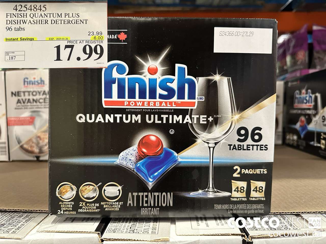 4254845 FINISH QUANTUM PLUS DISHWASHER DETERGENT 96 TABS ($6.00 INSTANT SAVINGS EXPIRES ON 2025-01-26) $17.99