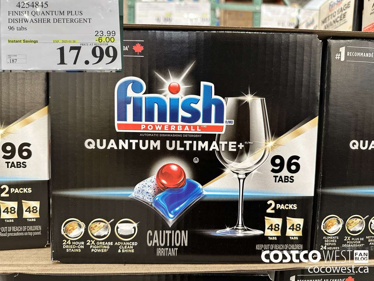 4254845 FINISH QUANTUM PLUS DISHWASHER DETERGENT 96 TABS ($6.00 INSTANT SAVINGS EXPIRES ON 2025-01-26) $17.99