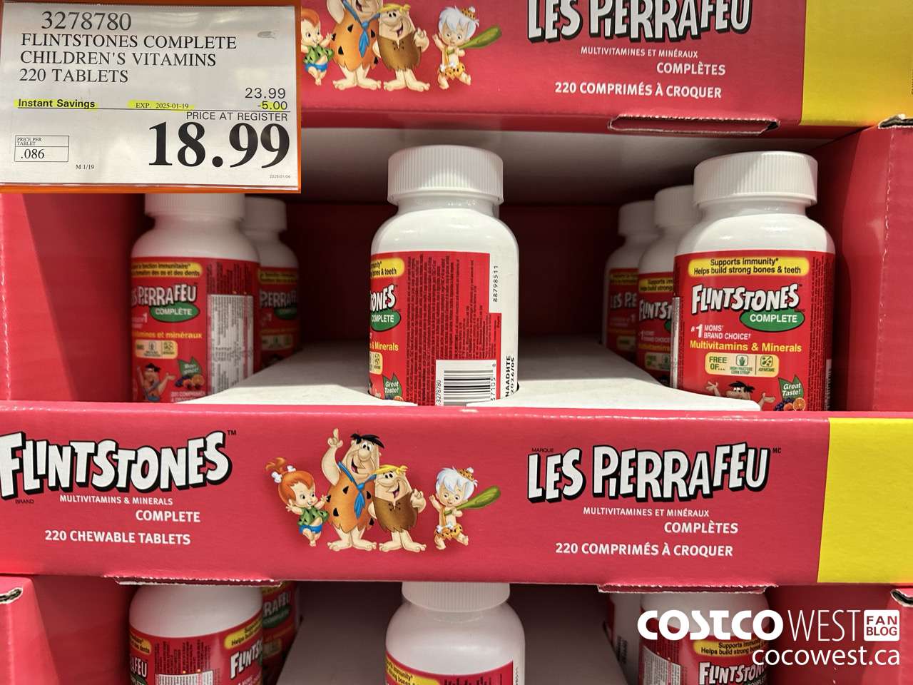 3278780 FLINTSTONES COMPLETE CHILDREN'S VITAMINS 220 TABLETS ($5.00 INSTANT SAVINGS EXPIRES ON 2025-01-19) $18.99
