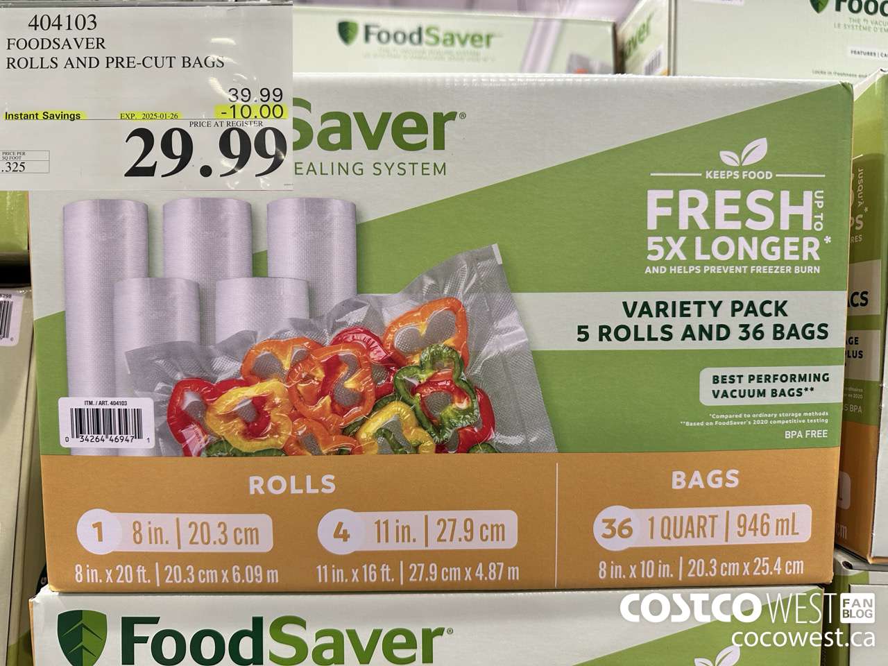 404103 FOODSAVER ROLLS AND PRE-CUT BAGS ($10.00 INSTANT SAVINGS EXPIRES ON 2025-01-26) $29.99