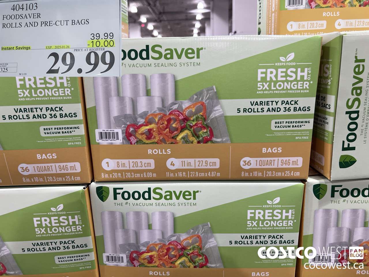 404103 FOODSAVER ROLLS AND PRE-CUT BAGS ($10.00 INSTANT SAVINGS EXPIRES ON 2025-01-26) $29.99