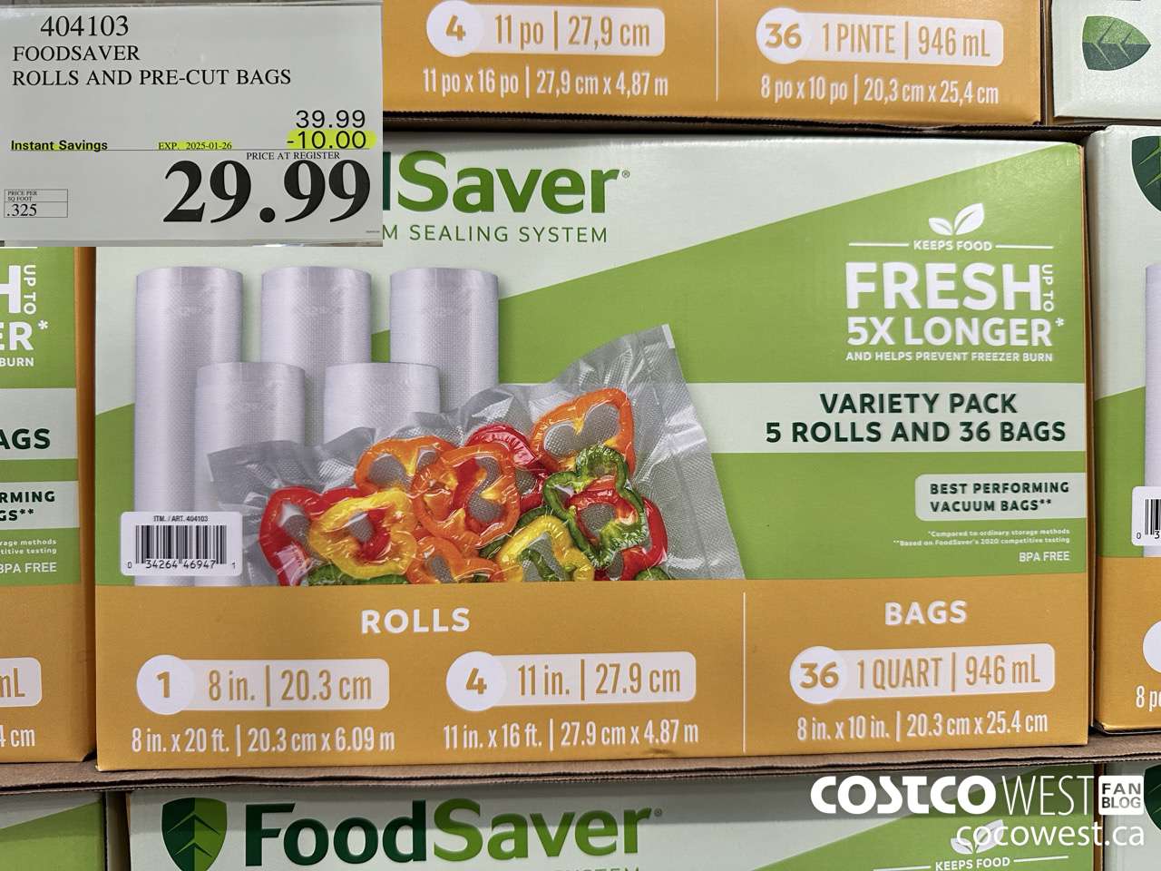 404103 FOODSAVER ROLLS AND PRE-CUT BAGS ($10.00 INSTANT SAVINGS EXPIRES ON 2025-01-26) $29.99