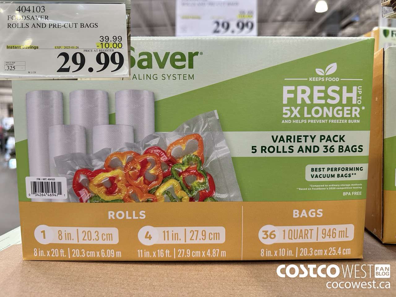 404103 FOODSAVER ROLLS AND PRE-CUT BAGS ($10.00 INSTANT SAVINGS EXPIRES ON 2025-01-26) $29.99