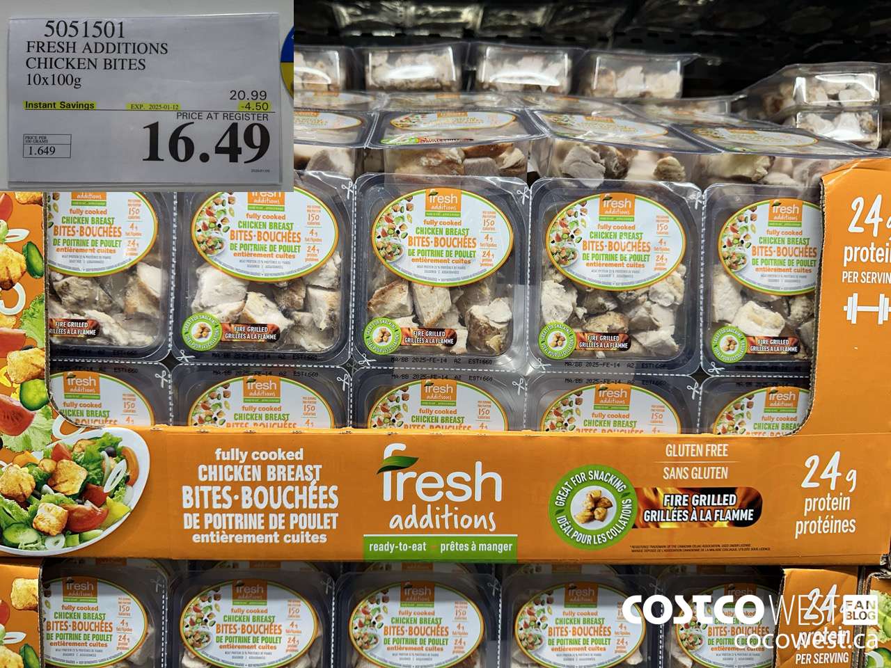 5051501 FRESH ADDITIONS CHICKEN BITES 10X100G ($4.50 INSTANT SAVINGS EXPIRES ON 2025-01-12) $16.49