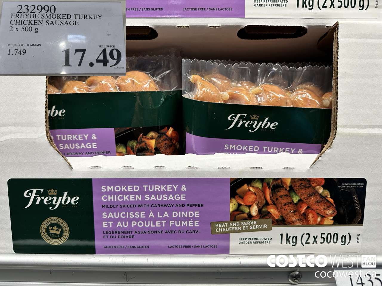 232990 FREYBE SMOKED TURKEY CHICKEN SAUSAGE 2 x 500 g $17.49
