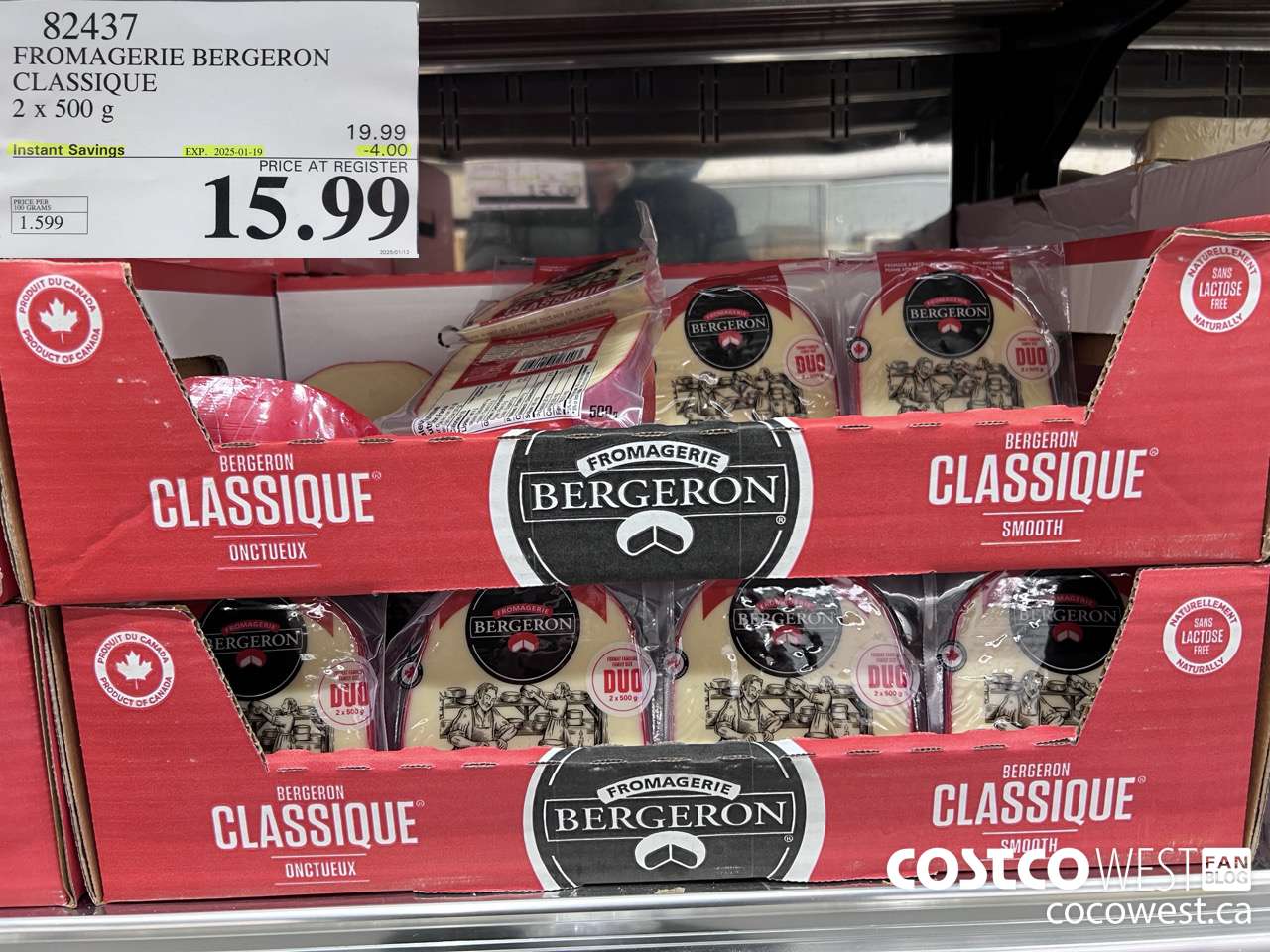 82437 FROMAGERIE BERGERON CLASSIQUE 2 X 500 G ($4.00 INSTANT SAVINGS EXPIRES ON 2025-01-19) $15.99