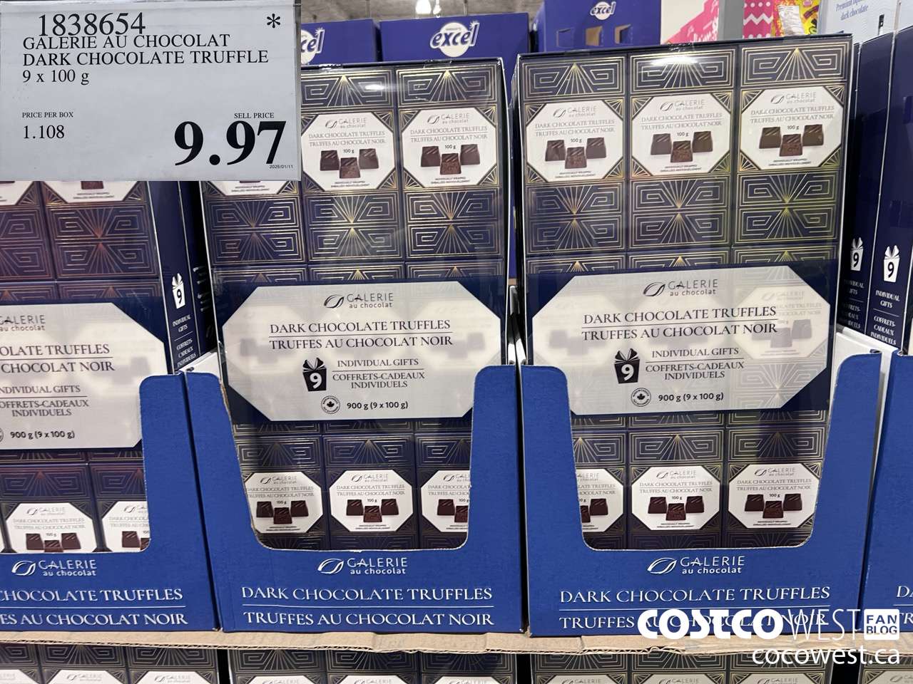 1838654 GALERIE AU CHOCOLAT DARK CHOCOLATE TRUFFLE 9 X 100G $9.97