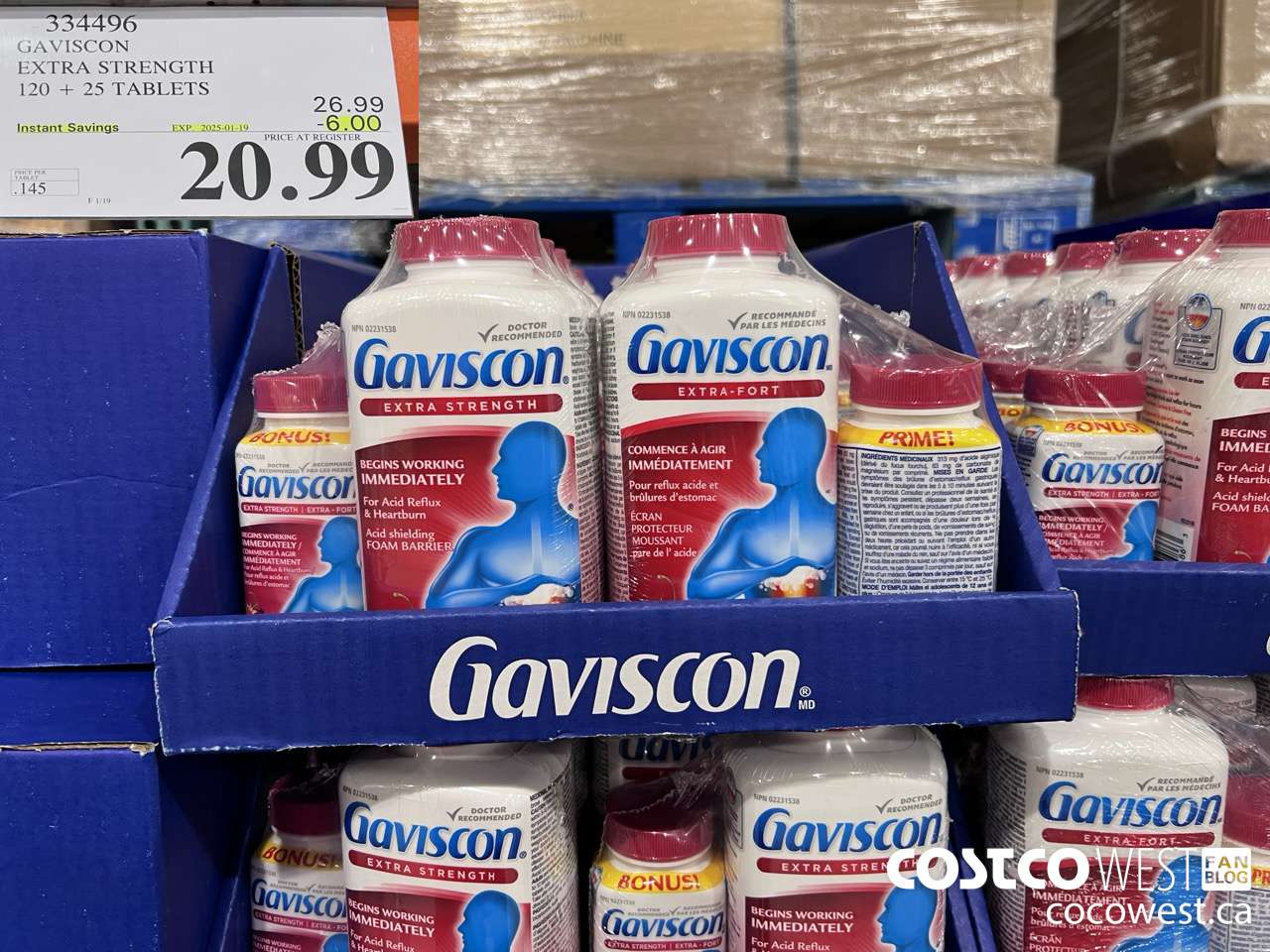 334496 GAVISCON EXTRA STRENGTH 120 + 25 TABLETS ($6.00 INSTANT SAVINGS EXPIRES ON 2025-01-19) $20.99