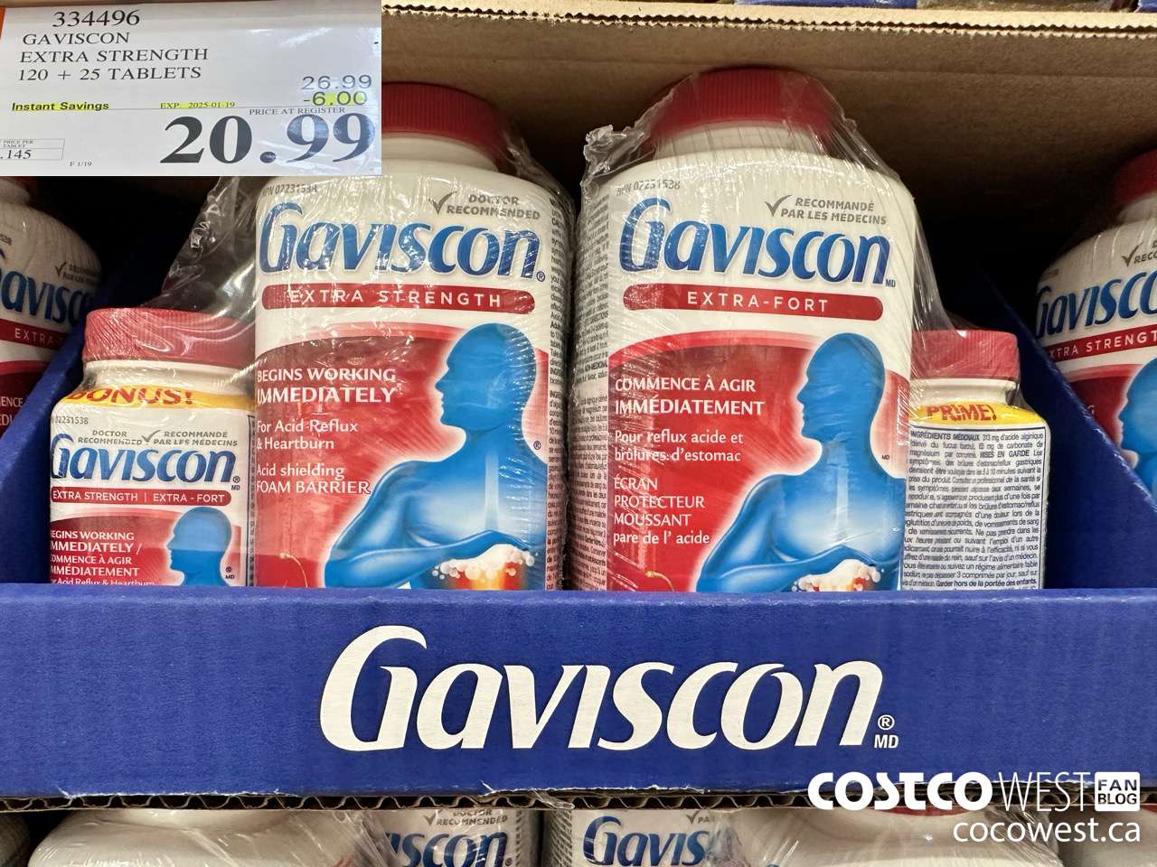 334496 GAVISCON EXTRA STRENGTH 120 + 25 TABLETS ($6.00 INSTANT SAVINGS EXPIRES ON 2025-01-19) $20.99