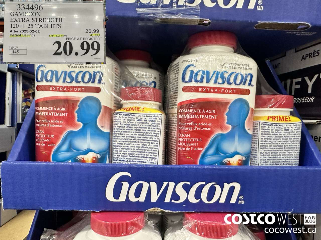 334496 GAVISCON EXTRA STRENGTH 120 + 25 TABLETS ($6.00 INSTANT SAVINGS EXPIRES ON 2025-02-02) $20.99
