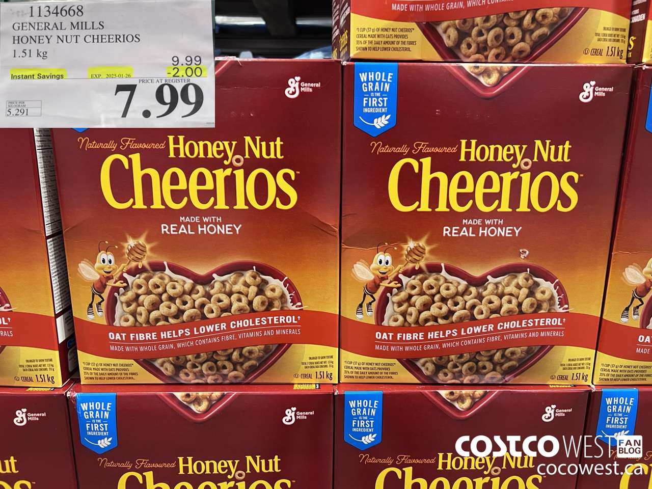 1134668 GENERAL MILLS HONEY NUT CHEERIOS 1.51 kg ($2.00 INSTANT SAVINGS EXPIRES ON 2025-01-26) $7.99