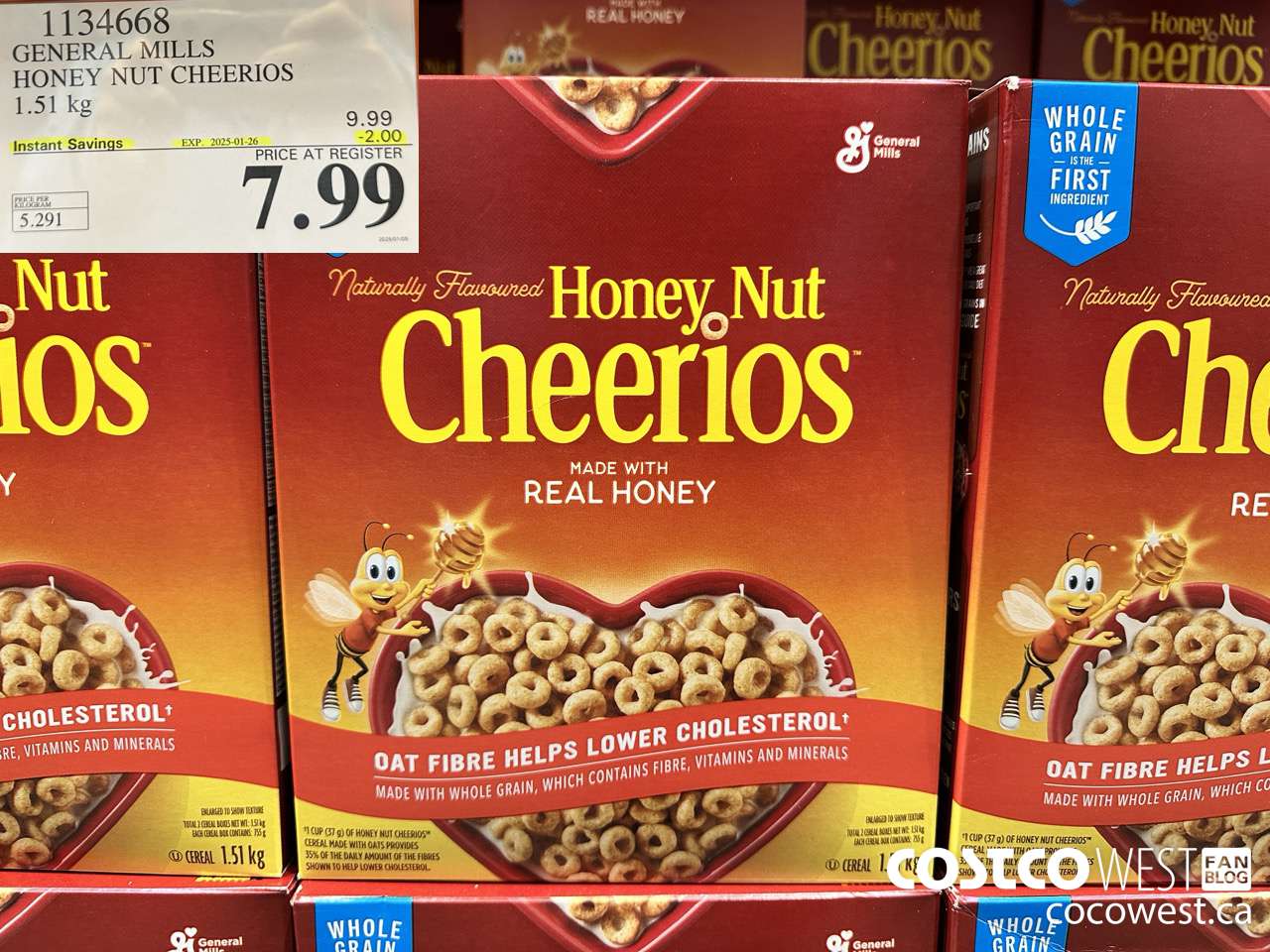 1134668 GENERAL MILLS HONEY NUT CHEERIOS 1.51 kg ($2.00 INSTANT SAVINGS EXPIRES ON 2025-01-26) $7.99