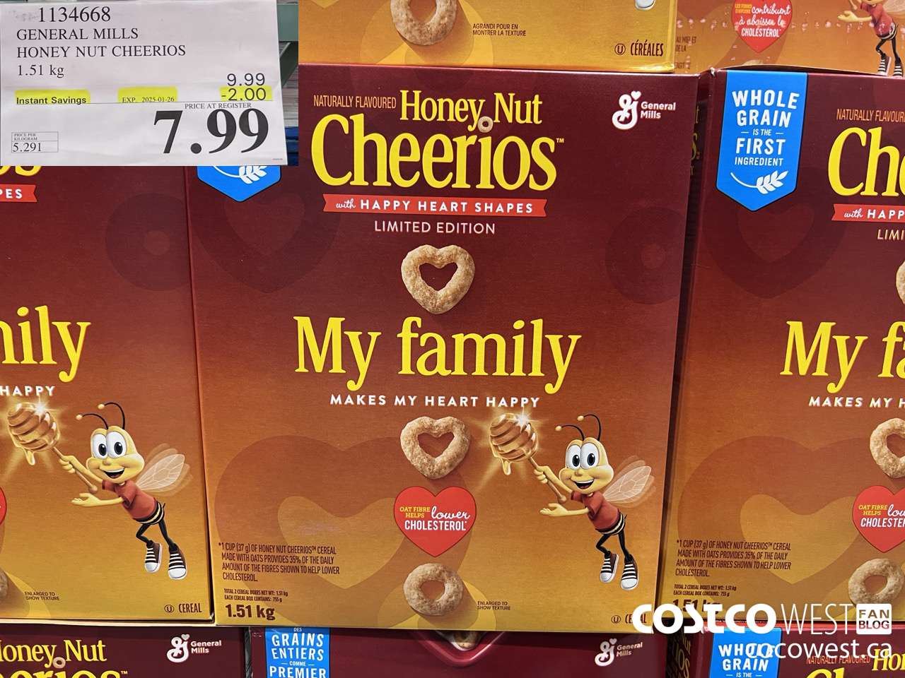 1134668 GENERAL MILLS HONEY NUT CHEERIOS 1.51 kg ($2.00 INSTANT SAVINGS EXPIRES ON 2025-01-26) $7.99