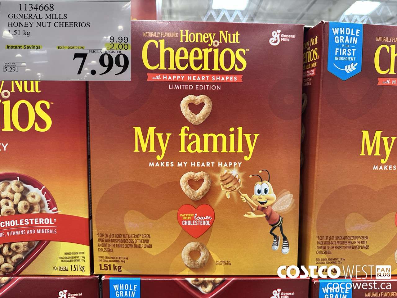 1134668 GENERAL MILLS HONEY NUT CHEERIOS 1.51 kg ($2.00 INSTANT SAVINGS EXPIRES ON 2025-01-26) $7.99