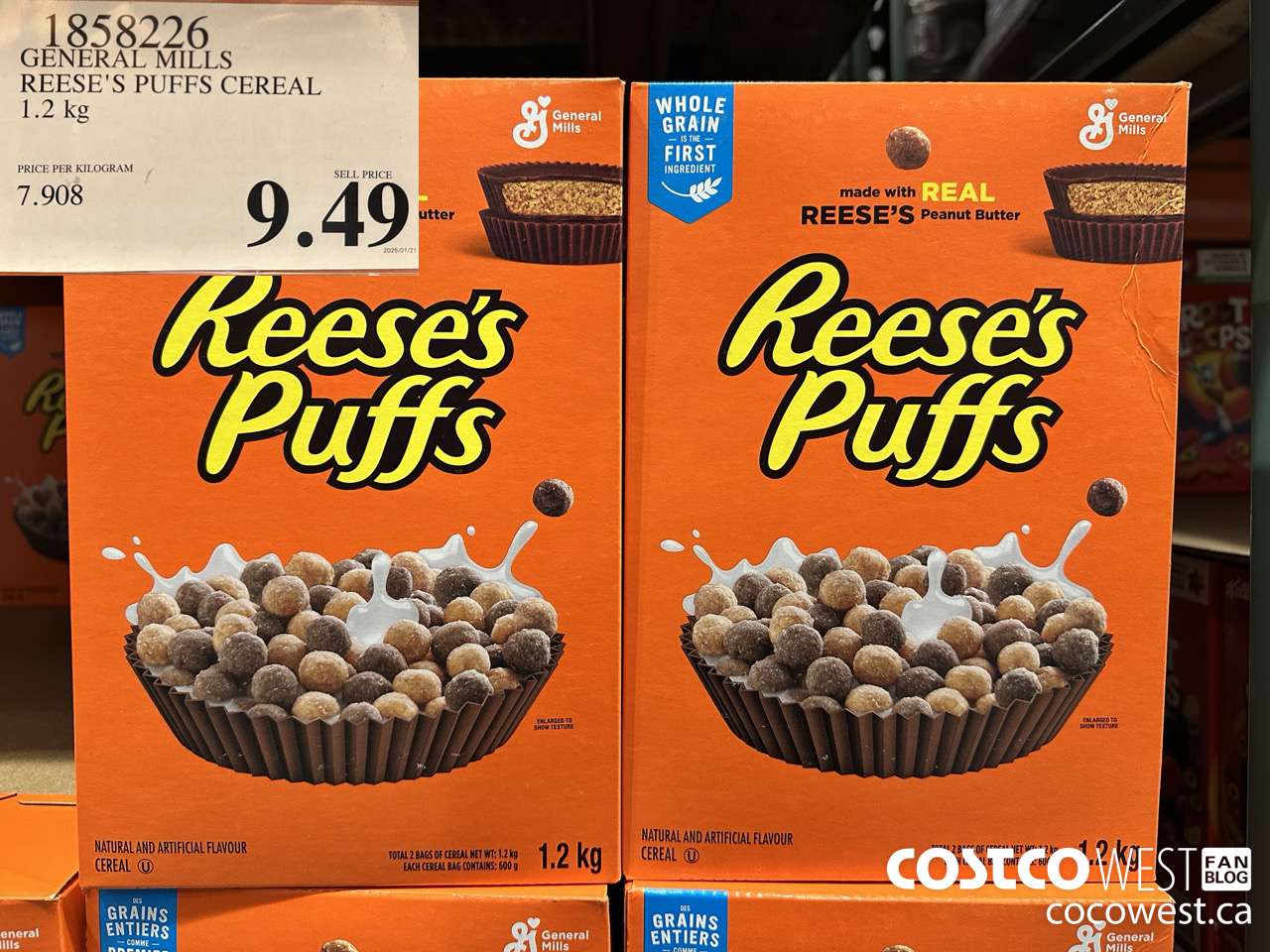 1858226 GENERAL MILLS REESE'S PUFFS CEREAL 1.2KG $9.49