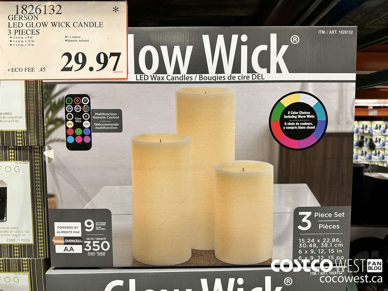 1826132 GERSON LED GLOW WICK CANDLE 3 PIECES $29.97