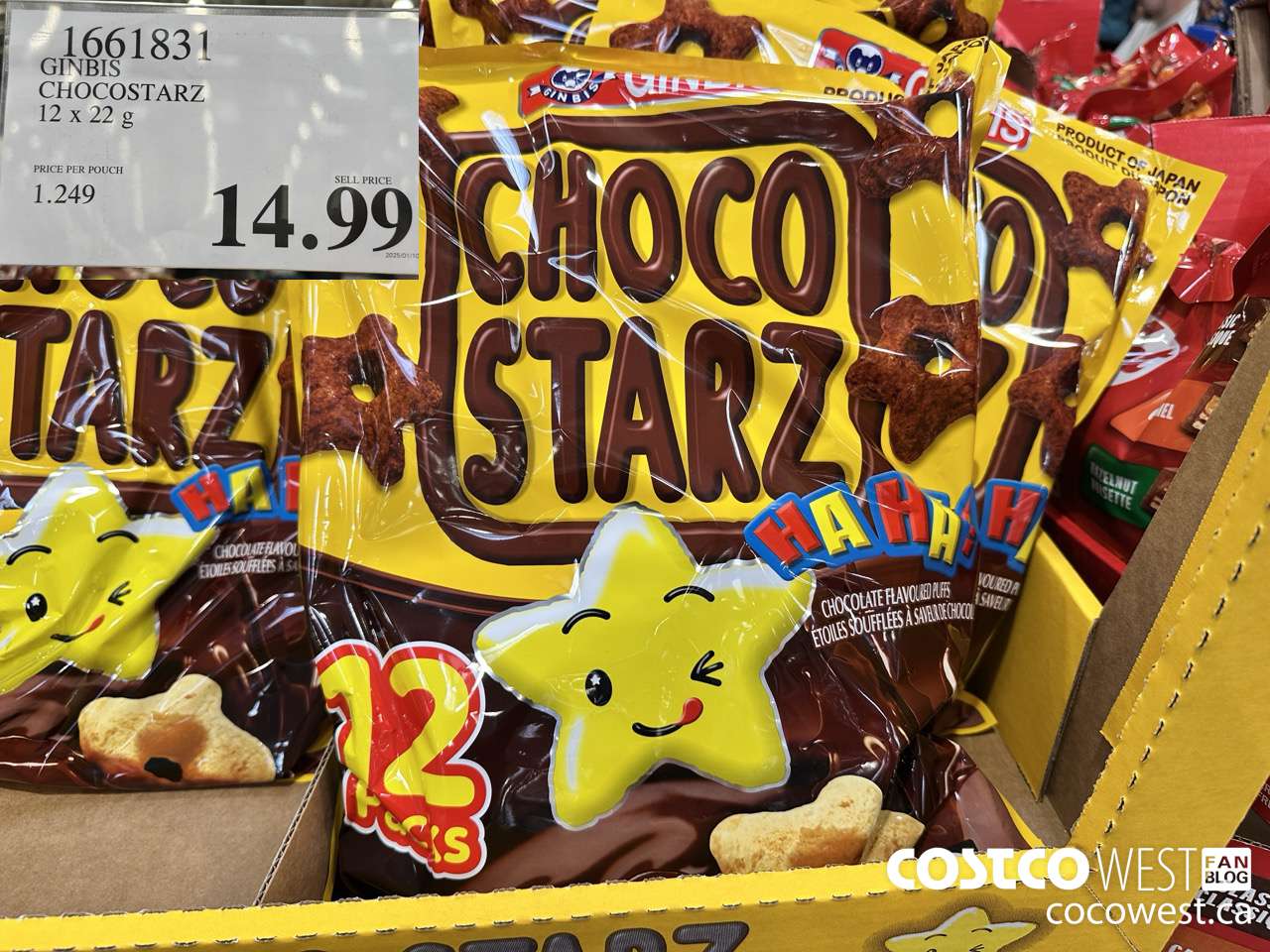 1661831 GINBIS CHOCOSTARZ 12 X 22G $14.99
