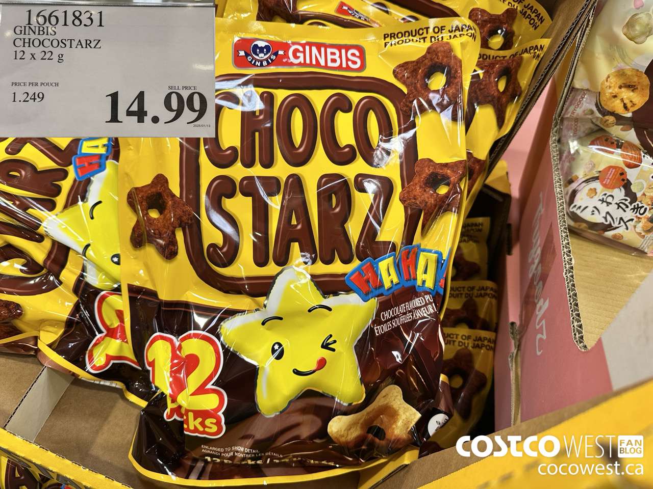 1661831 GINBIS CHOCOSTARZ 12 X 22G $14.99