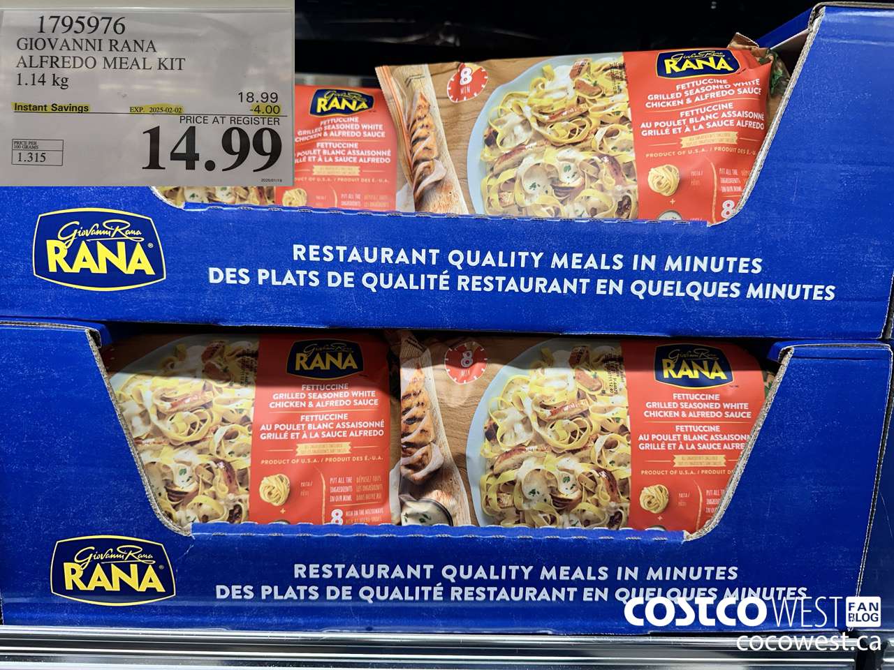 1795976 GIOVANNI RANA ALFREDO MEAL KIT 1.14KG ($4.00 INSTANT SAVINGS EXPIRES ON 2025-02-02) $14.99