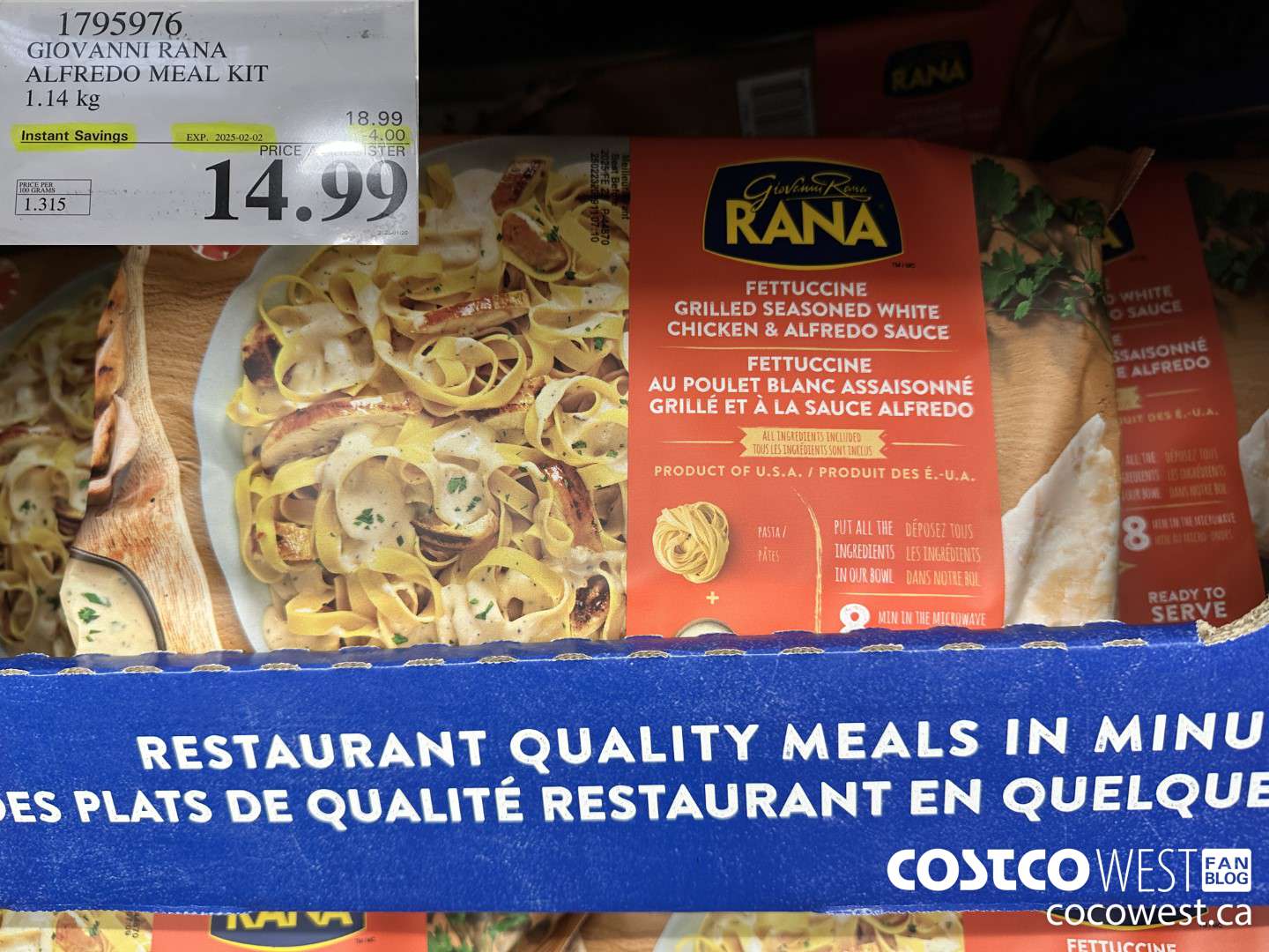1795976 GIOVANNI RANA ALFREDO MEAL KIT 1.14KG ($4.00 INSTANT SAVINGS EXPIRES ON 2025-02-02) $14.99