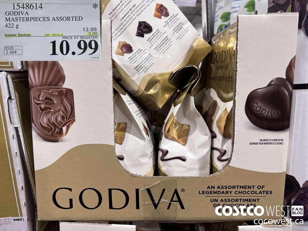 1548614 GODIVA MASTERPIECES ASSORTED 420 g ($3.00 INSTANT SAVINGS EXPIRES ON 2025-01-12) $10.99